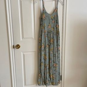 Maxi Dress. Express Women's Floral Mint Green, Size M.